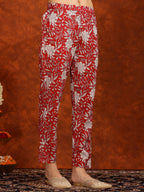 Floral Printed Flared Kurta With Pant & Dupatta, Maroon - Hiral Fashion | Grocsy
