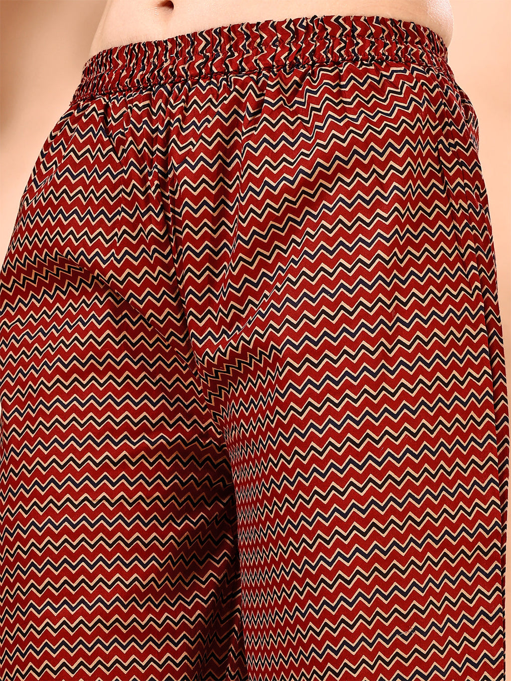 Flared Ethnic Motifs Printed Kurta With Palazzo Pant & Dupatta, Rust - Hiral Fashion | Grocsy