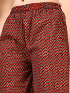 Flared Ethnic Motifs Printed Kurta With Palazzo Pant & Dupatta, Rust - Hiral Fashion | Grocsy