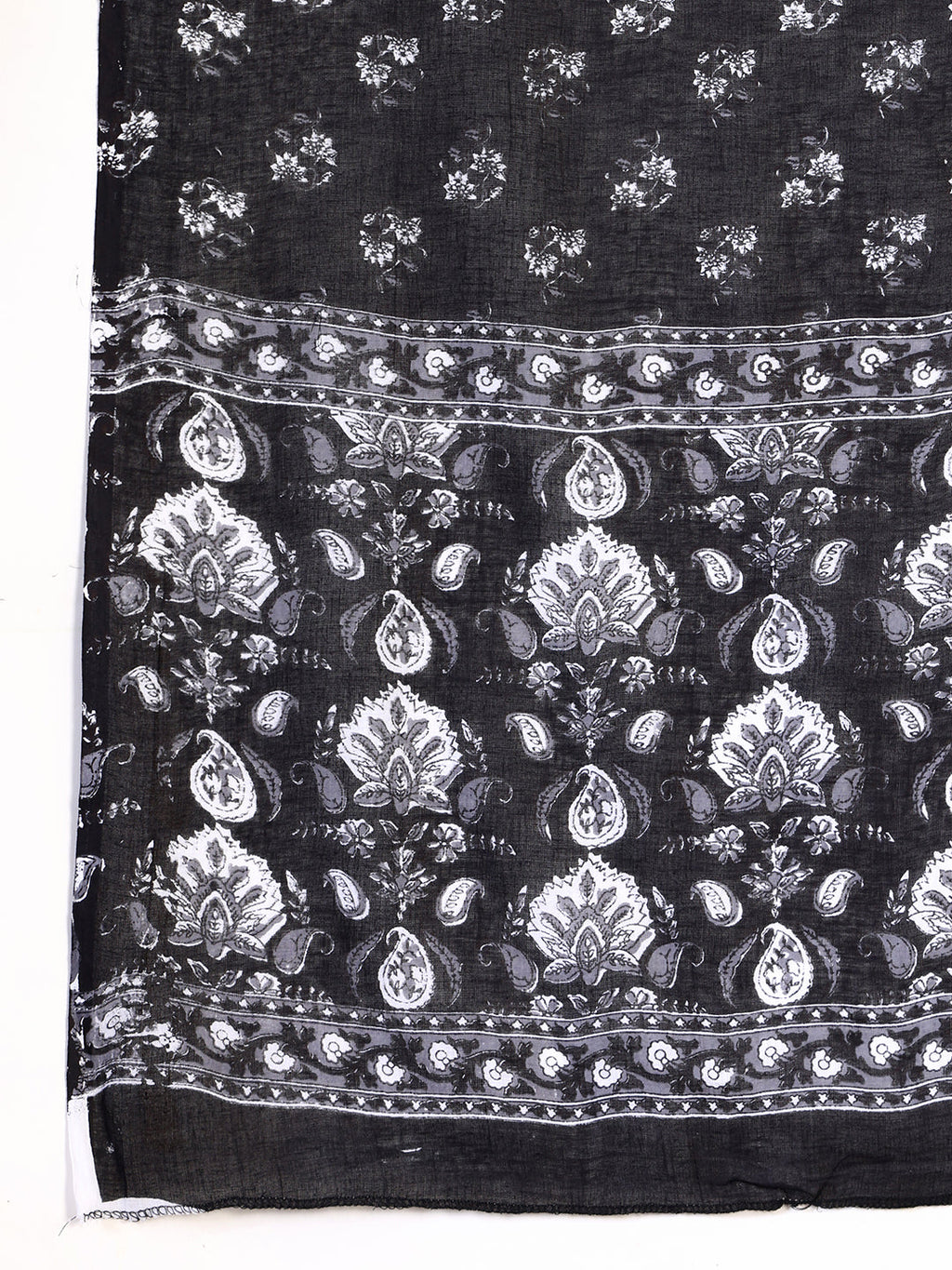 Printed Flared Kurta With Afghani Pant & Dupatta, Black - Hiral Fashion | Grocsy