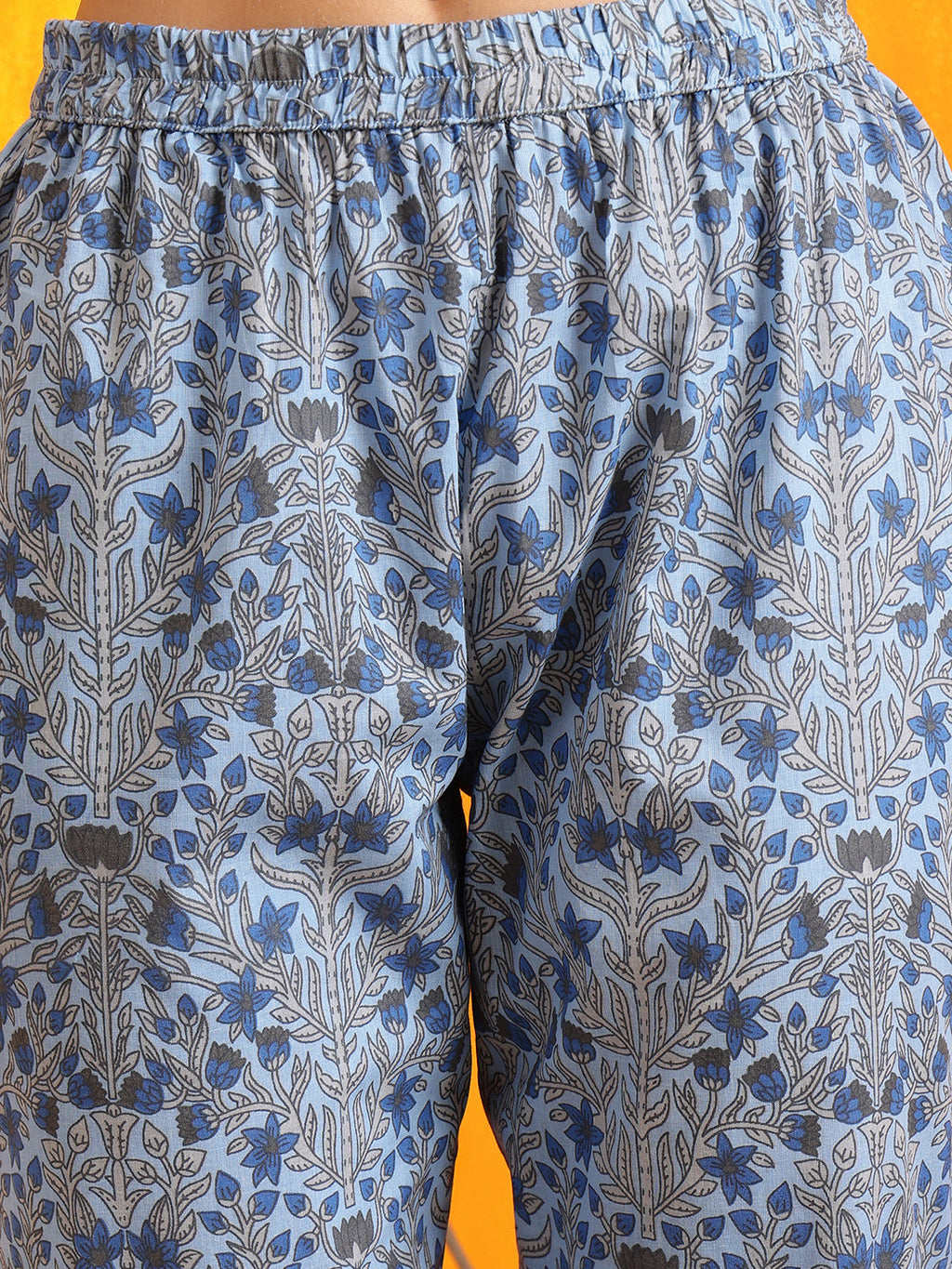 Ethnic Motifs Printed Kurta With Pant & Printed Dupatta, Aqua-Blue - Hiral Fashion | Grocsy
