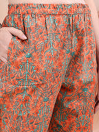 Ethnic Motifs Printed Kurta With Pant & Printed Dupatta, Orange - Hiral Fashion | Grocsy