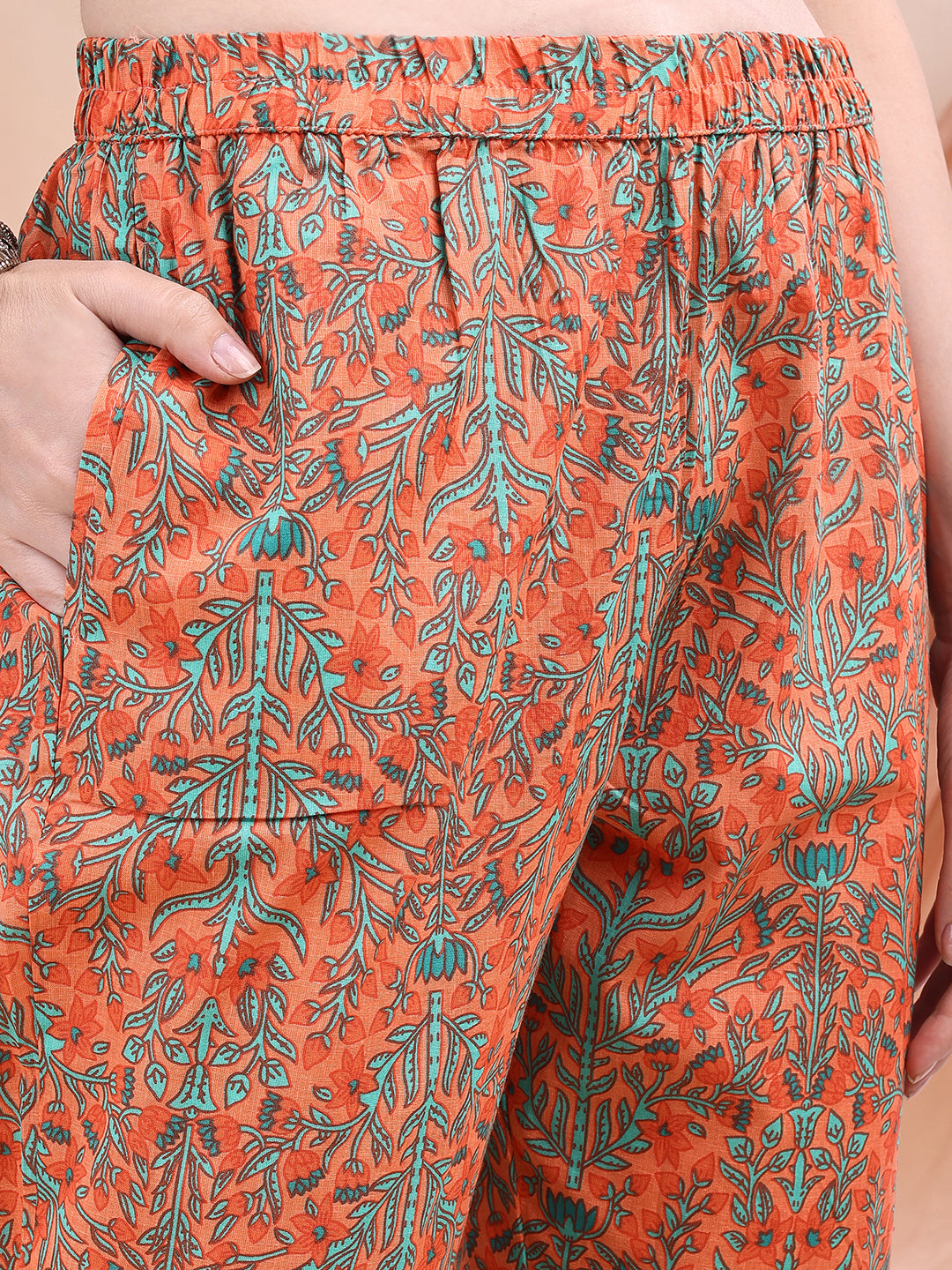 Ethnic Motifs Printed Kurta With Pant & Printed Dupatta, Orange - Hiral Fashion | Grocsy