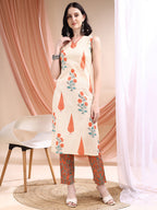 Ethnic Motifs Printed Kurta With Pant & Printed Dupatta, Orange - Hiral Fashion | Grocsy