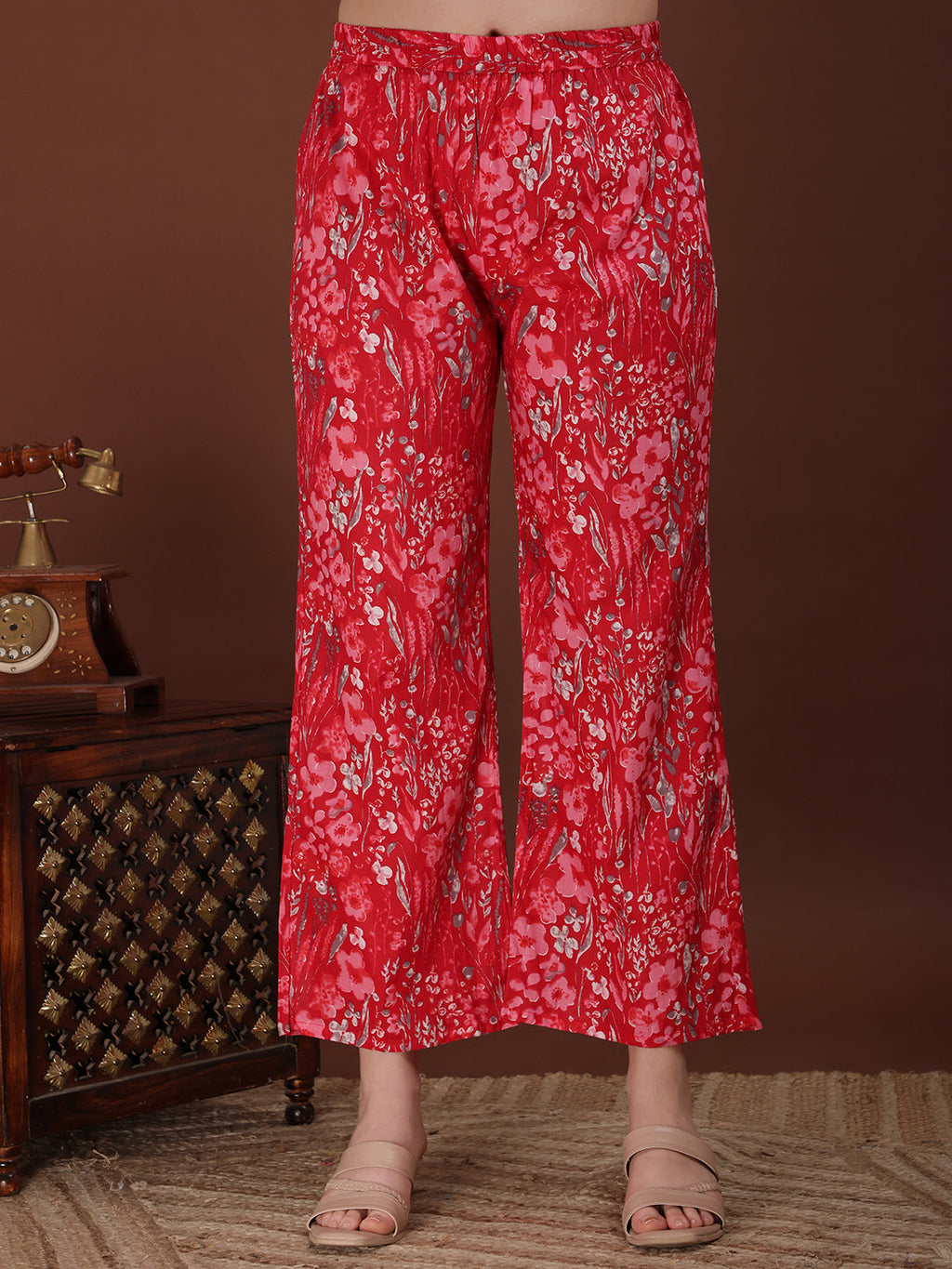 Embroidered & Floral Printed Kurta With Palazzo & Printed Dupatta, Pink - Hiral Fashion | Grocsy