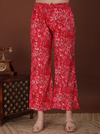 Embroidered & Floral Printed Kurta With Palazzo & Printed Dupatta, Pink - Hiral Fashion | Grocsy