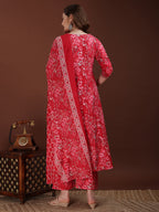 Embroidered & Floral Printed Kurta With Palazzo & Printed Dupatta, Pink - Hiral Fashion | Grocsy