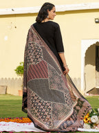 Embroidered & Ethnic Printed Anarkali Kurta With Pant & Printed Dupatta, Black - Hiral Fashion | Grocsy