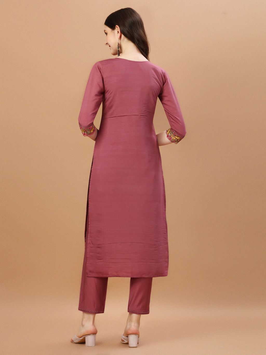 Hand Embroidered Kurta With Pant & Printed Premium Organza Dupatta, Multicolor - Hiral Fashion | Grocsy