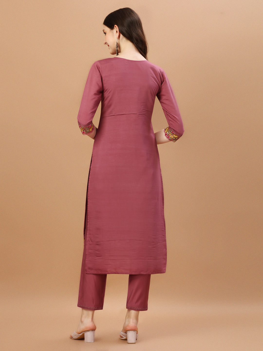 Hand Embroidered Kurta With Pant & Printed Premium Organza Dupatta, Multicolor - Hiral Fashion | Grocsy