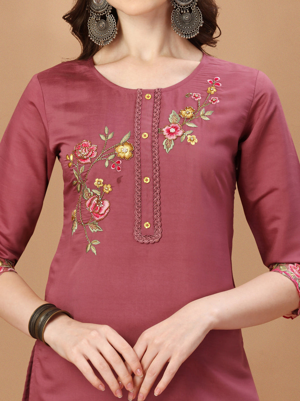 Hand Embroidered Kurta With Pant & Printed Premium Organza Dupatta, Multicolor - Hiral Fashion | Grocsy