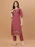 Hand Embroidered Kurta With Pant & Printed Premium Organza Dupatta, Multicolor - Hiral Fashion | Grocsy