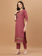 Hand Embroidered Kurta With Pant & Printed Premium Organza Dupatta, Multicolor - Hiral Fashion | Grocsy