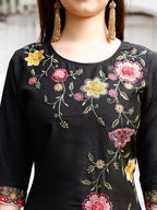 Floral Embroidered Kurta With Pant & Premium Organza Embroidered Dupatta Luxury, Multicolor - Hiral Fashion | Grocsy