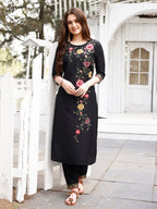Floral Embroidered Kurta With Pant & Premium Organza Embroidered Dupatta Luxury, Multicolor - Hiral Fashion | Grocsy