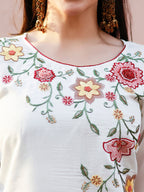 Floral Embroidered Kurta With Pant & Premium Organza Embroidered Dupatta, Multicolor - Hiral Fashion | Grocsy