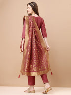 Alia Cut Sequined Embroidered Premium Kurta Set With Banarasi Silk Dupatta, Multicolor - Hiral Fashion | Grocsy