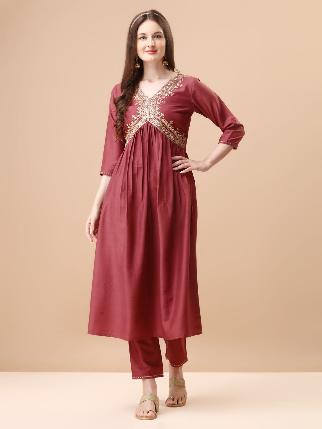 Alia Cut Sequined Embroidered Premium Kurta Set With Banarasi Silk Dupatta, Multicolor - Hiral Fashion | Grocsy
