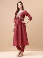 Alia Cut Sequined Embroidered Premium Kurta Set With Banarasi Silk Dupatta, Multicolor - Hiral Fashion | Grocsy