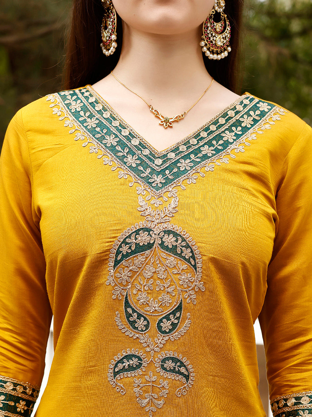 Embroidered Kurta With Pant & Border Premium Embroidered Dupatta, Multicolor - Hiral Fashion | Grocsy