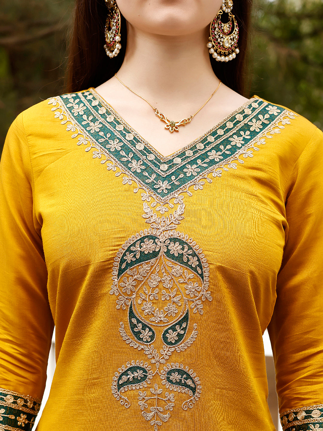 Embroidered Kurta With Pant & Border Premium Embroidered Dupatta, Multicolor - Hiral Fashion | Grocsy