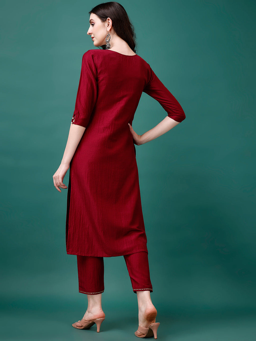 Hand Embroidered Kurta With Pant & Printed Premium Organza Dupatta Luxury, Multicolor - Hiral Fashion | Grocsy