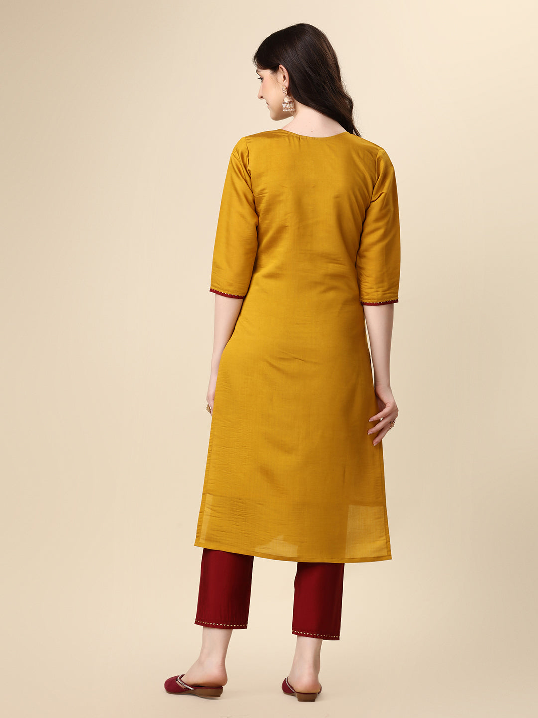 Hand Embroidered Kurta With Pant & Dupatta Set, Multicolor - Hiral Fashion | Grocsy