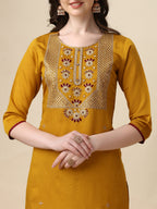 Hand Embroidered Kurta With Pant & Dupatta Set, Multicolor - Hiral Fashion | Grocsy
