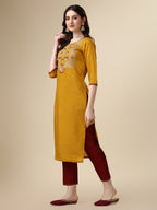Hand Embroidered Kurta With Pant & Dupatta Set, Multicolor - Hiral Fashion | Grocsy