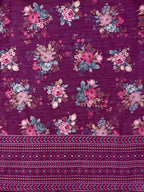 Purple Hand Embroidered Kurta With Pant & Printed Dupatta Set, Multicolor - Hiral Fashion | Grocsy