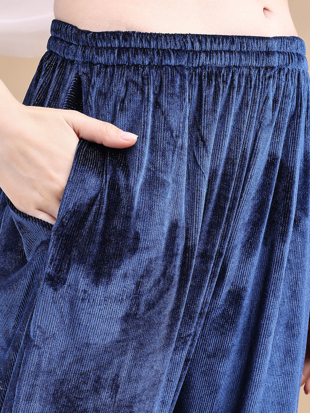 Hand Embroidered Kurta With Pant & Dupatta, Navy Blue - Hiral Fashion | Grocsy