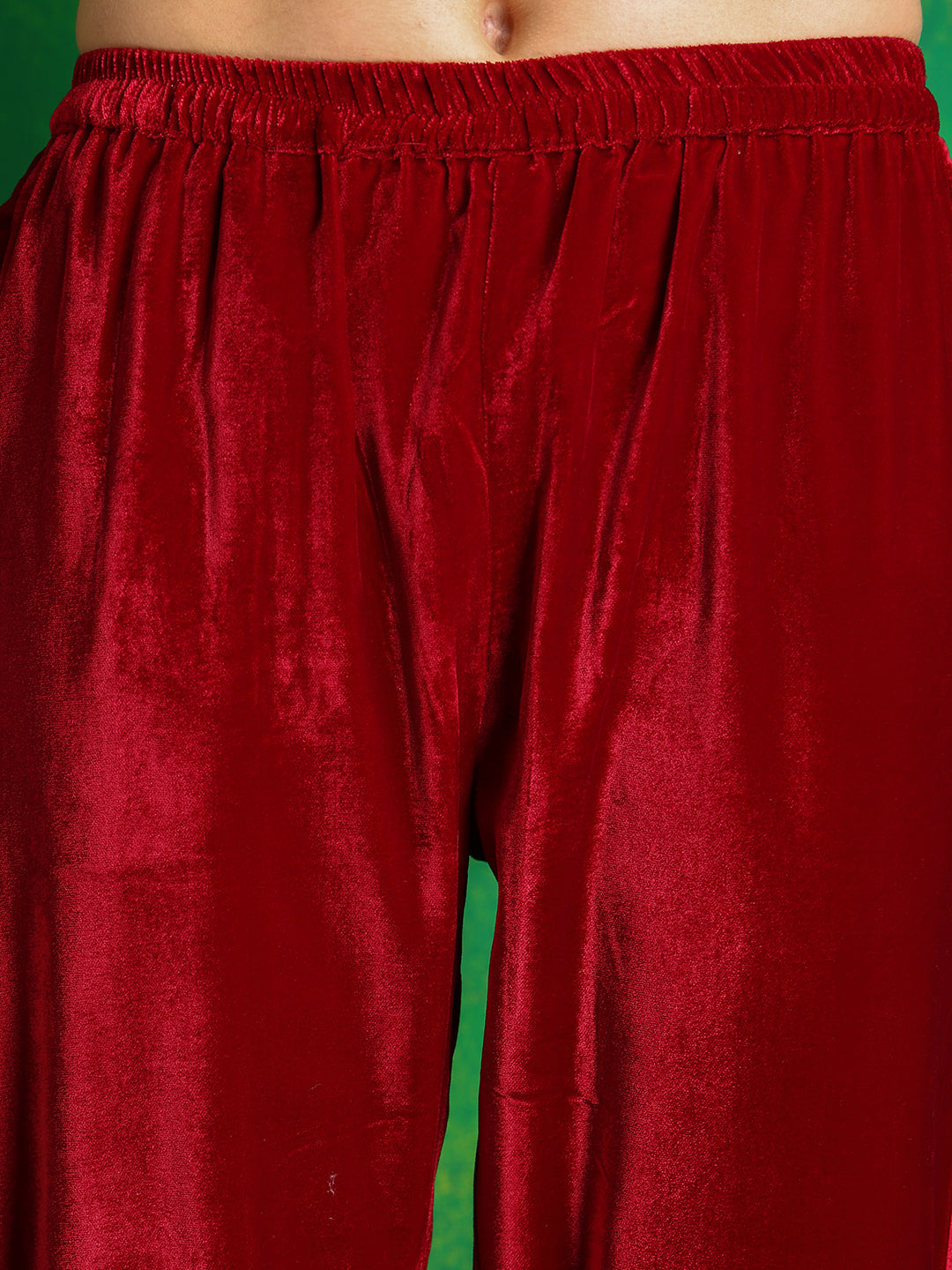 Thread & Sequined Embroidered Velvet Kurta With Pant & Embroidered Dupatta, Maroon - Hiral Fashion | Grocsy