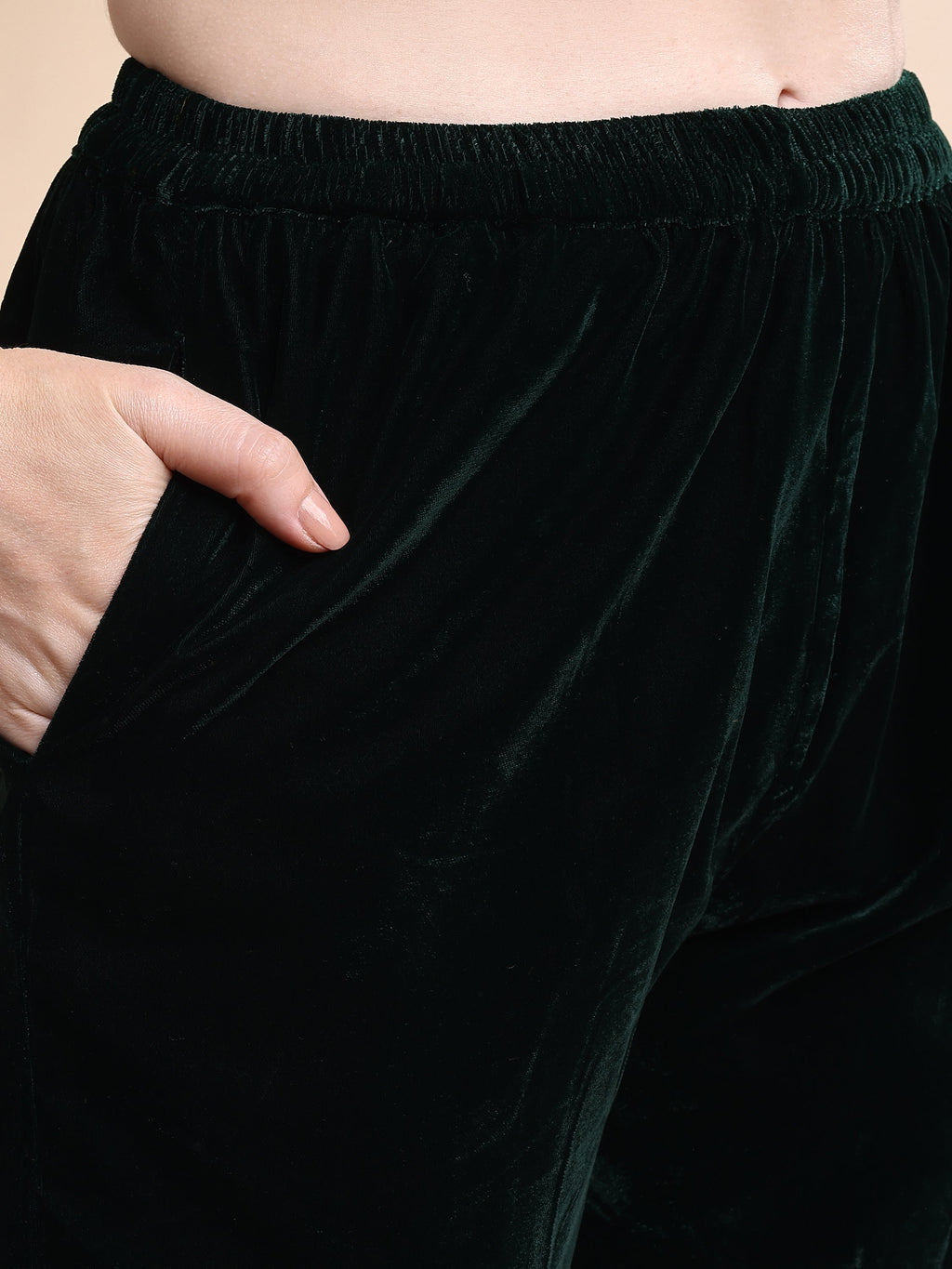 Embroidered Velvet Co-Ords, Bottle-Green - Hiral Fashion | Grocsy