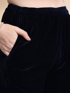Embroidered Velvet Co-Ords, Navy Blue - Hiral Fashion | Grocsy