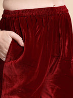 Embroidered Velvet Co-Ords, Maroon - Hiral Fashion | Grocsy