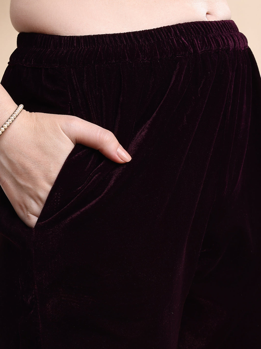 Embroidered Velvet Co-Ords, Wine - Hiral Fashion | Grocsy