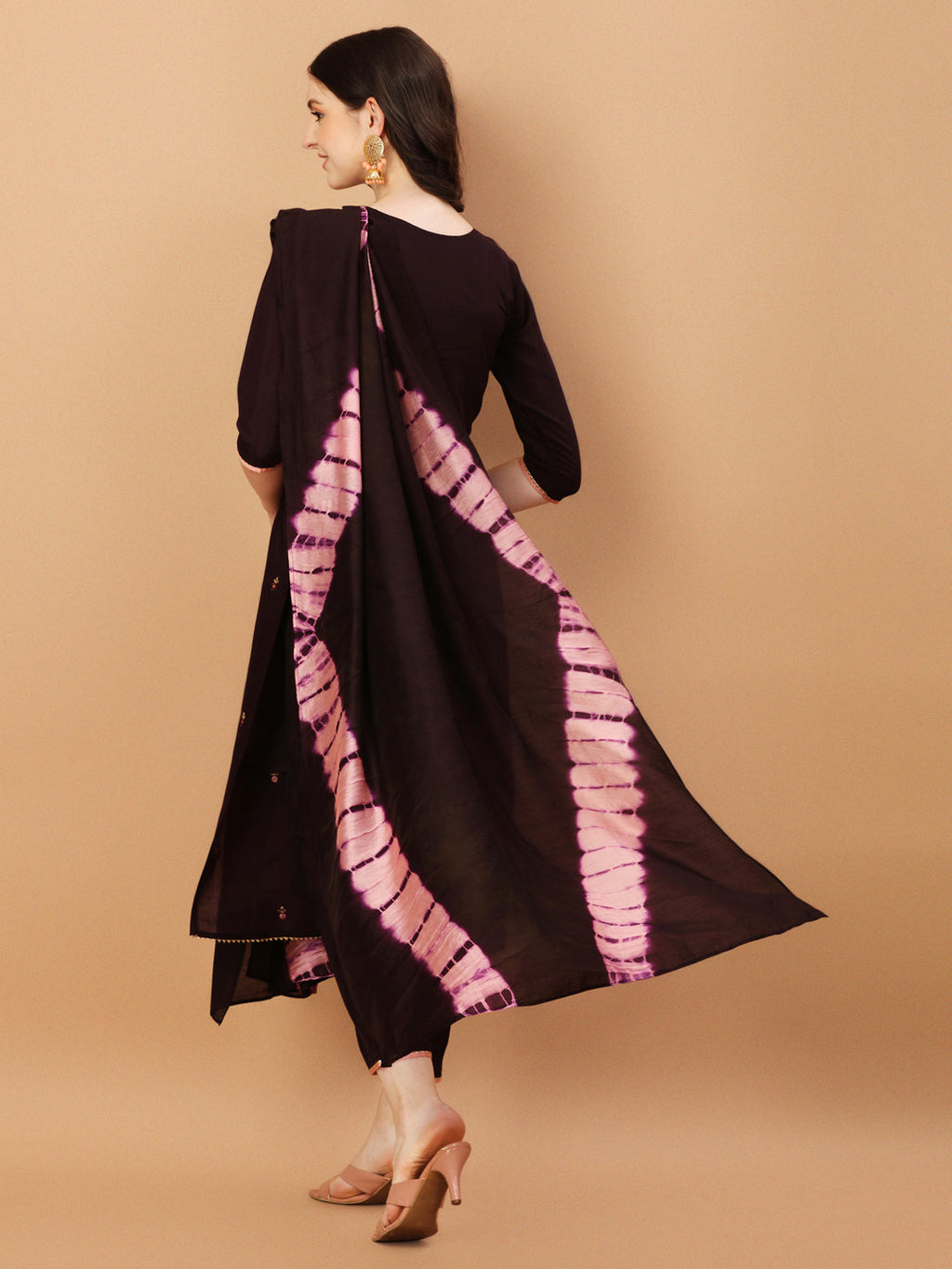 Hand Embroidered Chanderi Kurta With Pant & Dupatta Set, Multicolor - Hiral Fashion | Grocsy