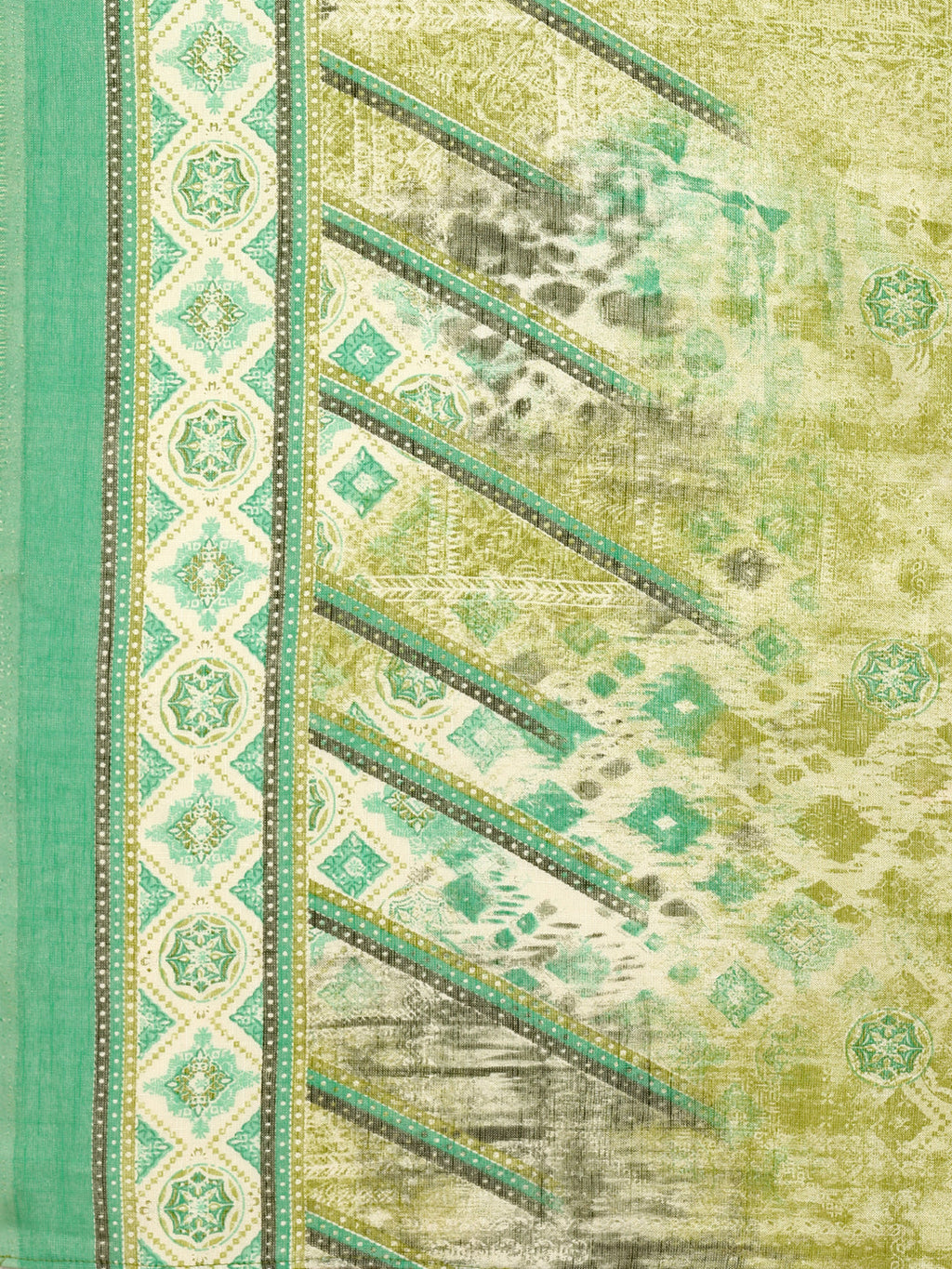 Printed Cotton Green Kurta Pant & Dupatta Set, Multicolor - Hiral Fashion | Grocsy