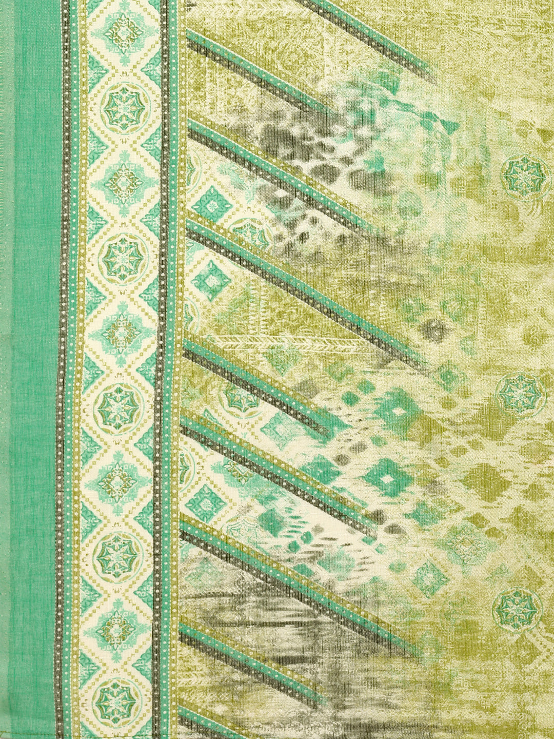 Printed Cotton Green Kurta Pant & Dupatta Set, Multicolor - Hiral Fashion | Grocsy