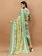 Printed Cotton Green Kurta Pant & Dupatta Set, Multicolor - Hiral Fashion | Grocsy