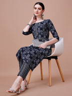Ethnic Tribal Printed Kurta & Pant Set, Multicolor - Hiral Fashion | Grocsy