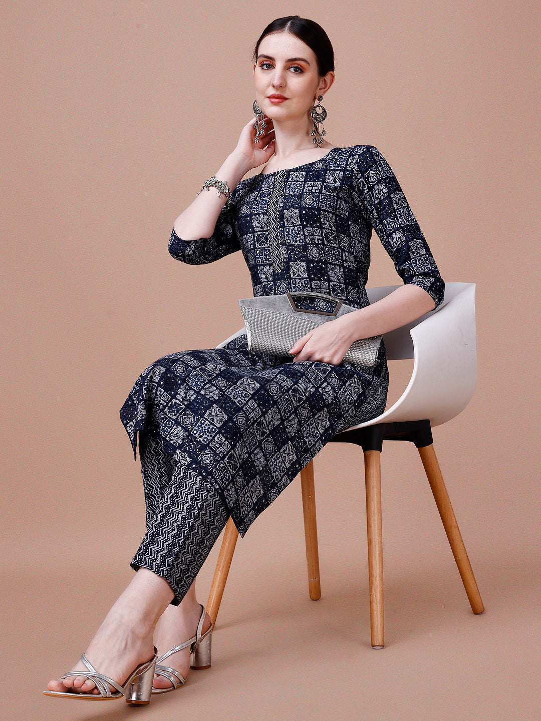 Ethnic Tribal Printed Kurta & Pant Set, Multicolor - Hiral Fashion | Grocsy