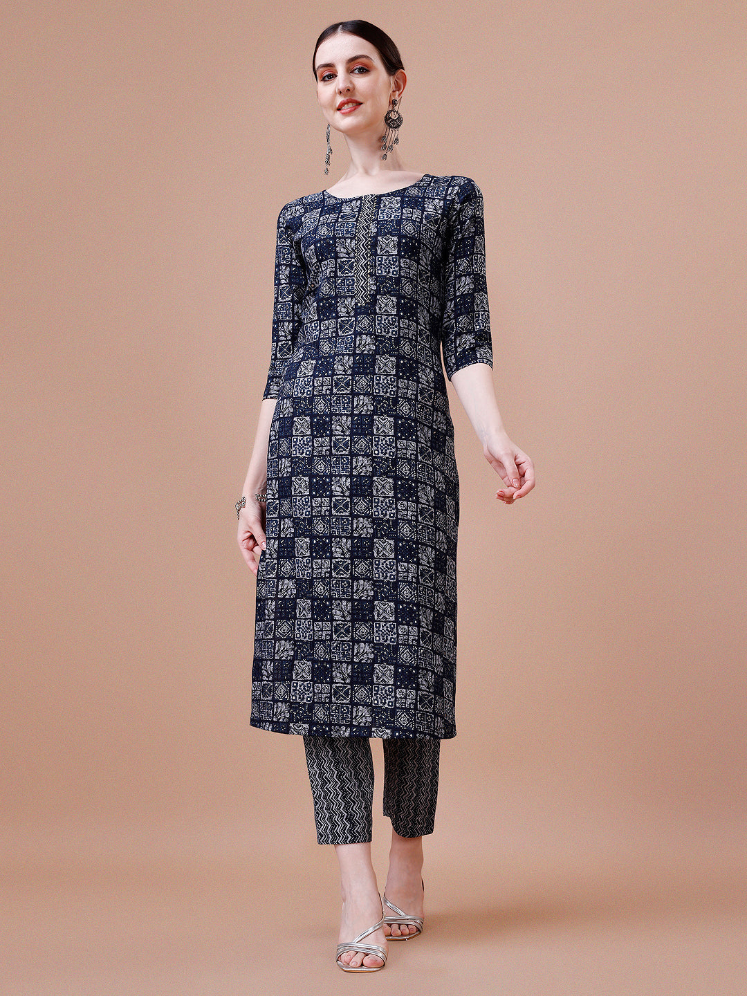 Ethnic Tribal Printed Kurta & Pant Set, Multicolor - Hiral Fashion | Grocsy