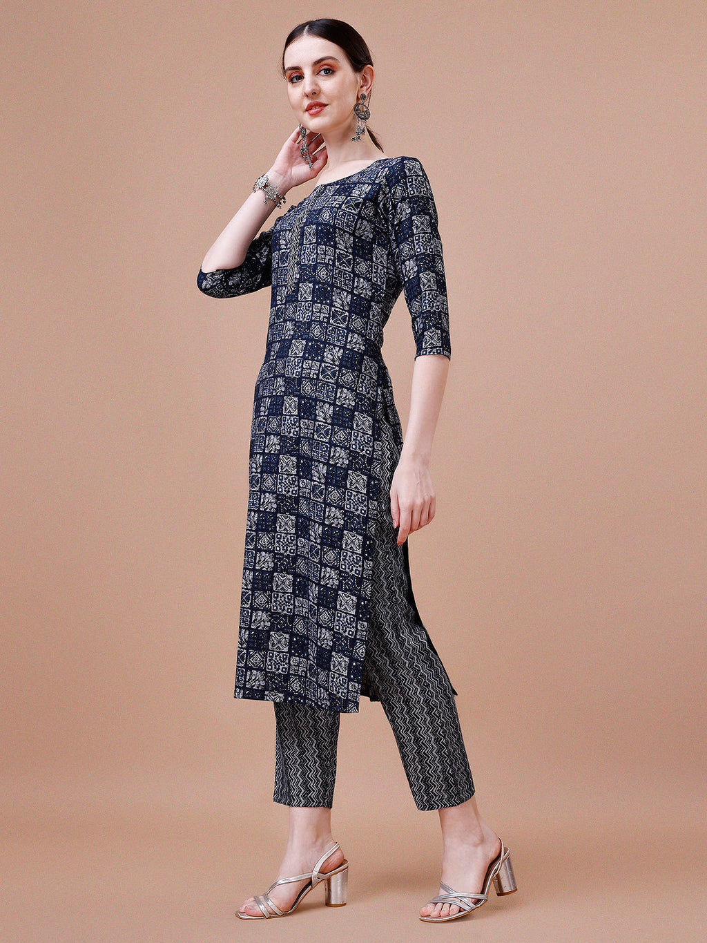 Ethnic Tribal Printed Kurta & Pant Set, Multicolor - Hiral Fashion | Grocsy