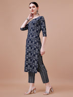 Ethnic Tribal Printed Kurta & Pant Set, Multicolor - Hiral Fashion | Grocsy