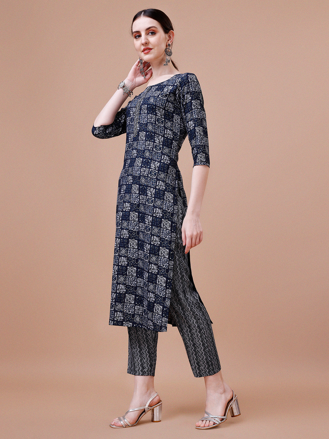 Ethnic Tribal Printed Kurta & Pant Set, Multicolor - Hiral Fashion | Grocsy