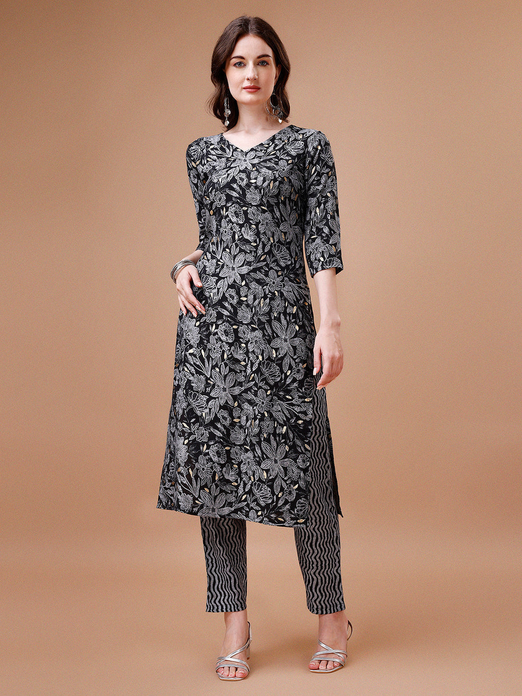 Women Floral Printed Casual Wear Kurta With Pant, Multicolor - Hiral Fashion | Grocsy