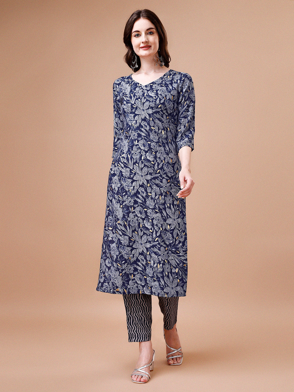 Women Floral Printed Casual Wear Kurta With Pant, Multicolor - Hiral Fashion | Grocsy