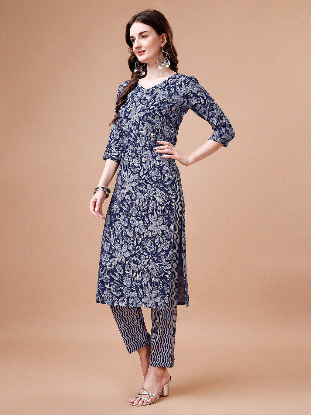Women Floral Printed Casual Wear Kurta With Pant, Multicolor - Hiral Fashion | Grocsy