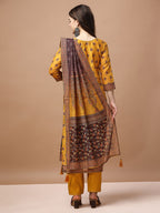 Embroidered & Ethnic Motifs Printed Kurta With Pant & Dupatta, Multicolor - Hiral Fashion | Grocsy